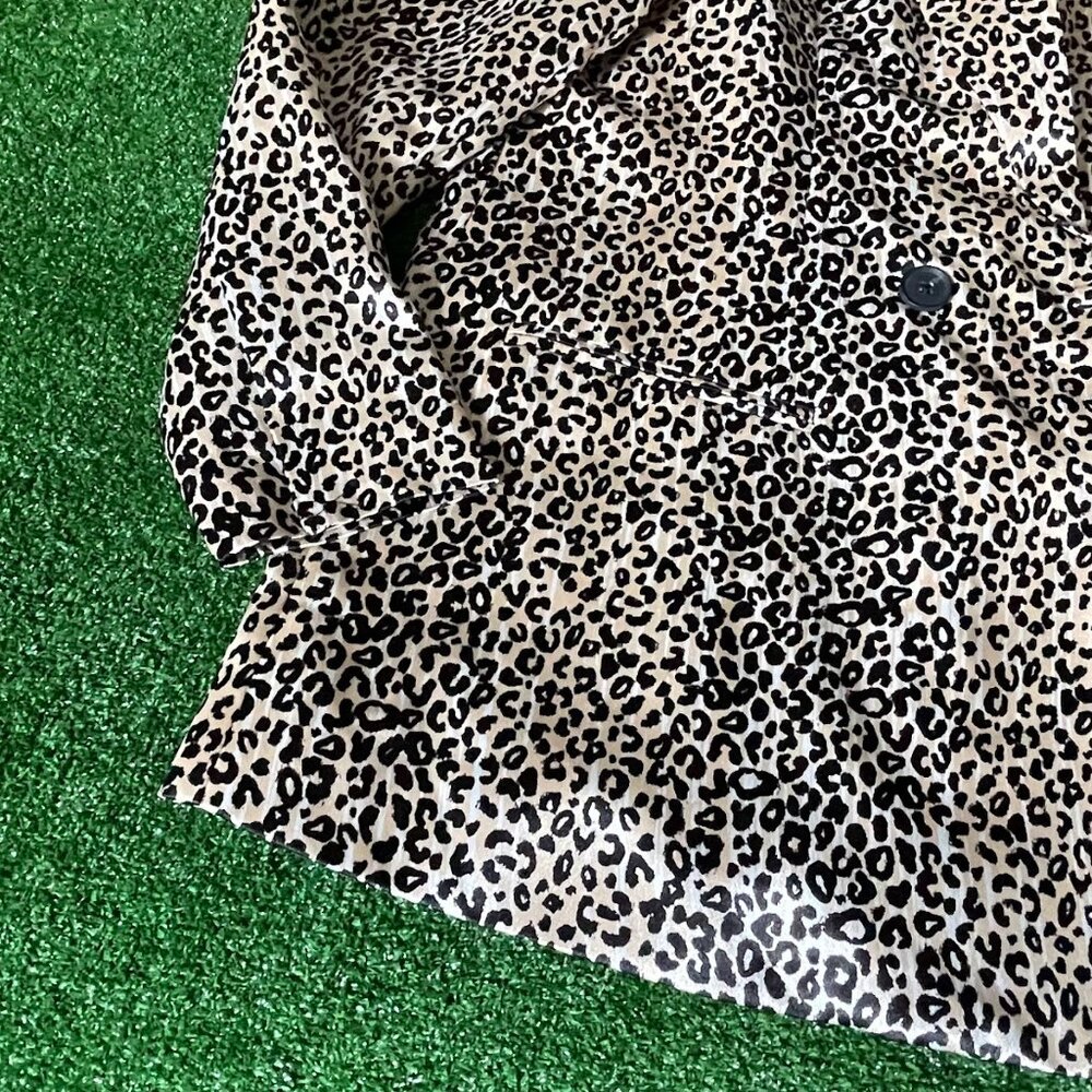 Nine West Double Button Leopard Print Satin Beige… - image 4